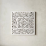 Sunny Bouquet Pattern IIIB by Beth Grove. Shown in a crisp white glass frame for a clean and minimalist style. Available as an archival giclee rolled canvas, fine art paper, or poster print. SKU 37160a.