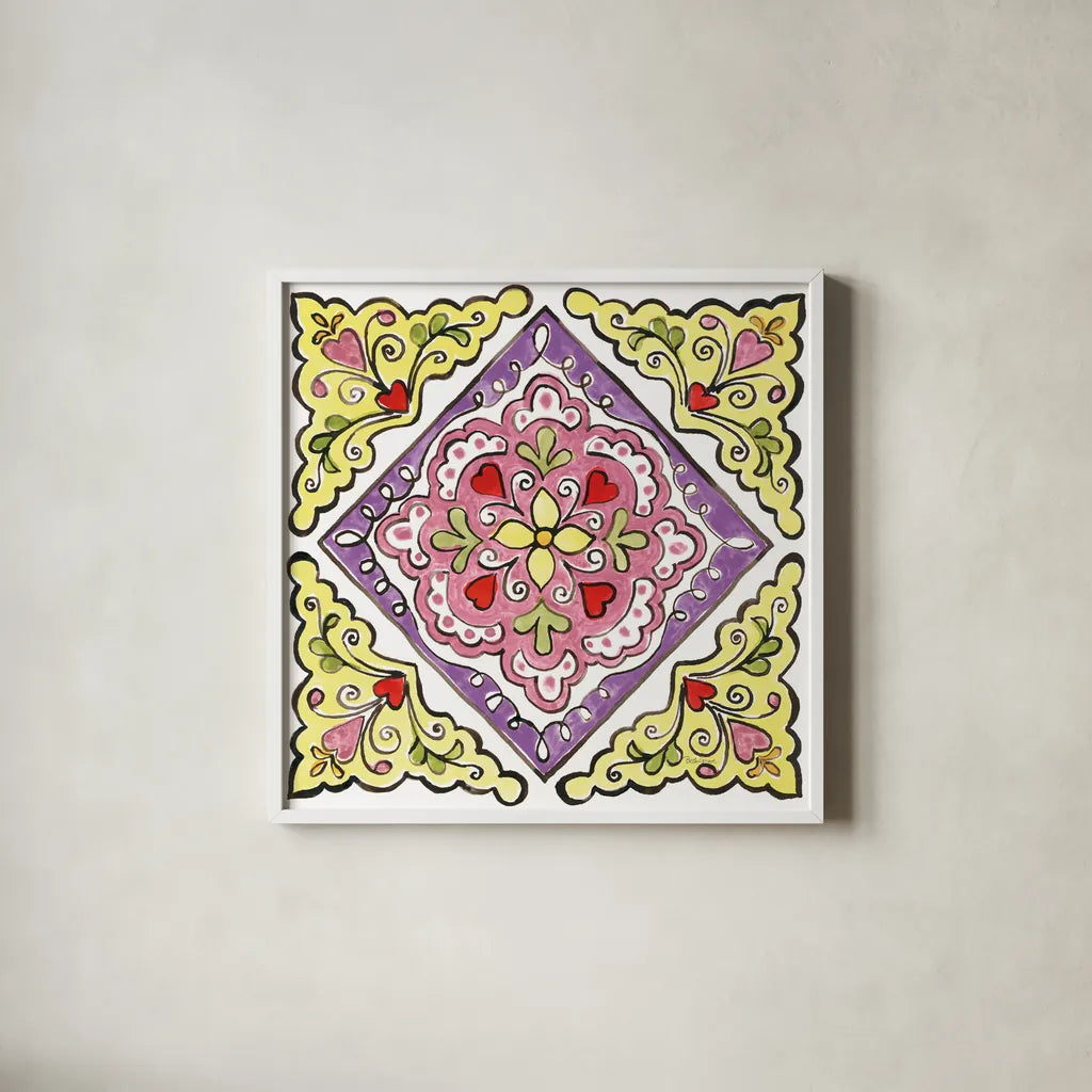 Sunny Bouquets VI by Beth Grove. Shown in a crisp white glass frame for a clean and minimalist style. Available as an archival giclee rolled canvas, fine art paper, or poster print. SKU 34938a.