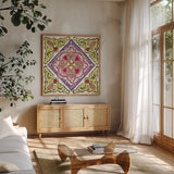 Sunny Bouquets VI by Beth Grove. Shown in a natural wood frame in a cozy modern living room. Available as an archival giclee rolled canvas, fine art paper, or poster print. SKU 34938a.