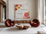 Sunny Bouquets VI by Beth Grove. Shown as extra-large giant wall art in a modern living room. Available as an archival giclee rolled canvas, fine art paper, or poster print. SKU 92408a.
