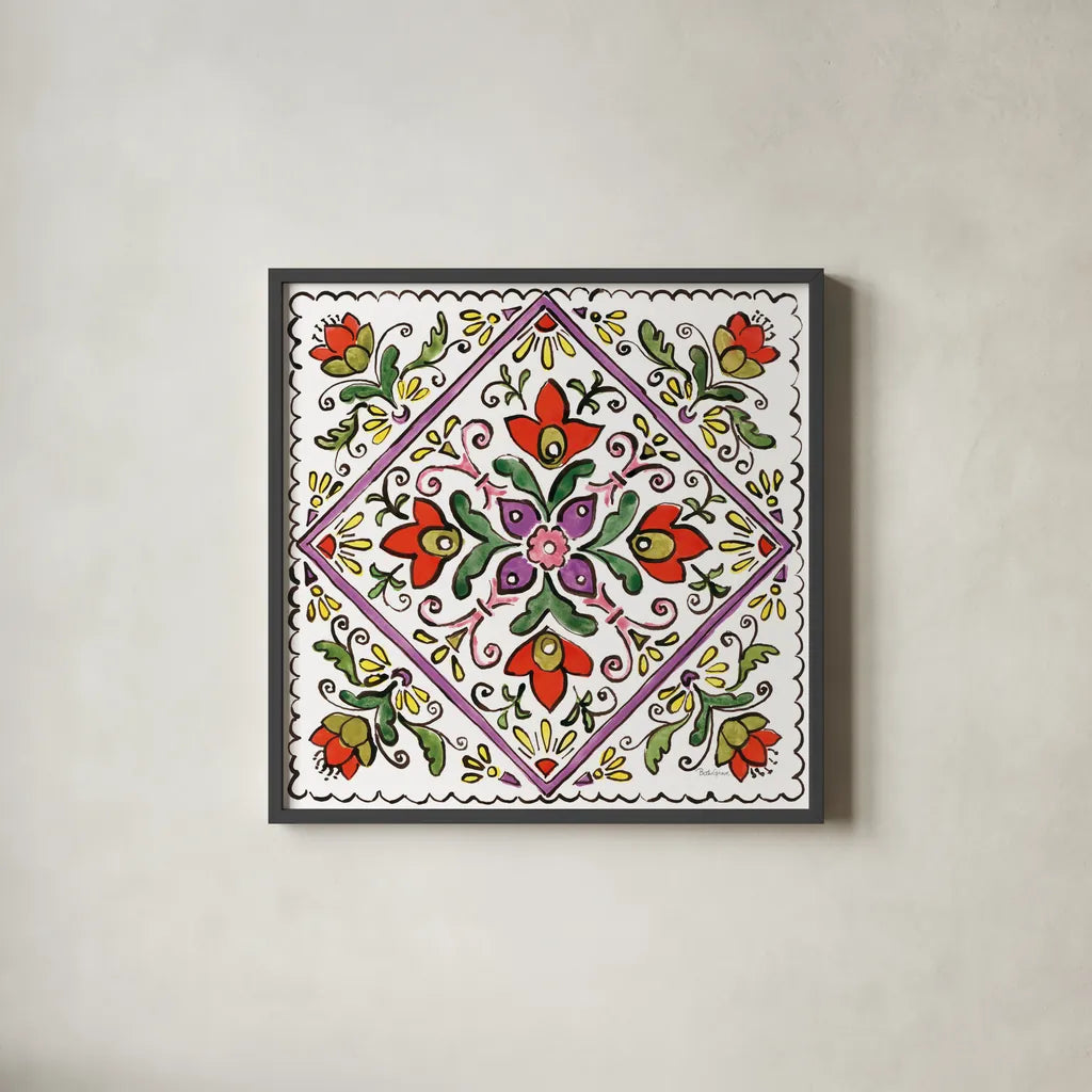 Sunny Bouquets VII by Beth Grove. Shown in a sleek black glass frame for a contemporary gallery look. Available as an archival giclee rolled canvas, fine art paper, or poster print. SKU 34939a.