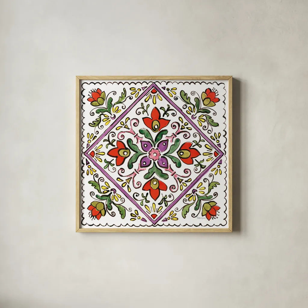 Sunny Bouquets VII by Beth Grove. Shown in a natural wood glass frame for a timeless modern aesthetic. Available as an archival giclee rolled canvas, fine art paper, or poster print. SKU 34939a.