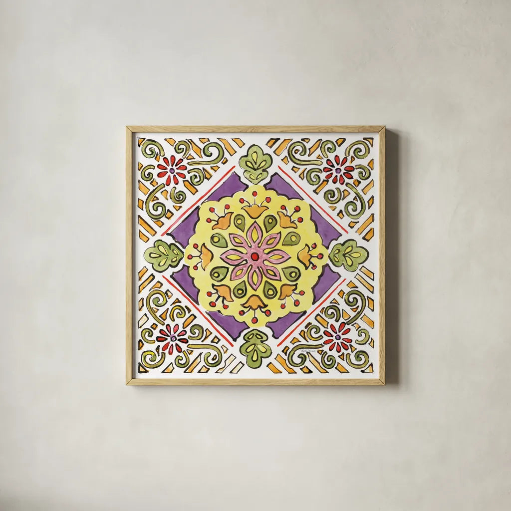 Sunny Bouquets VIII by Beth Grove. Shown in a natural wood glass frame for a timeless modern aesthetic. Available as an archival giclee rolled canvas, fine art paper, or poster print. SKU 34940a.