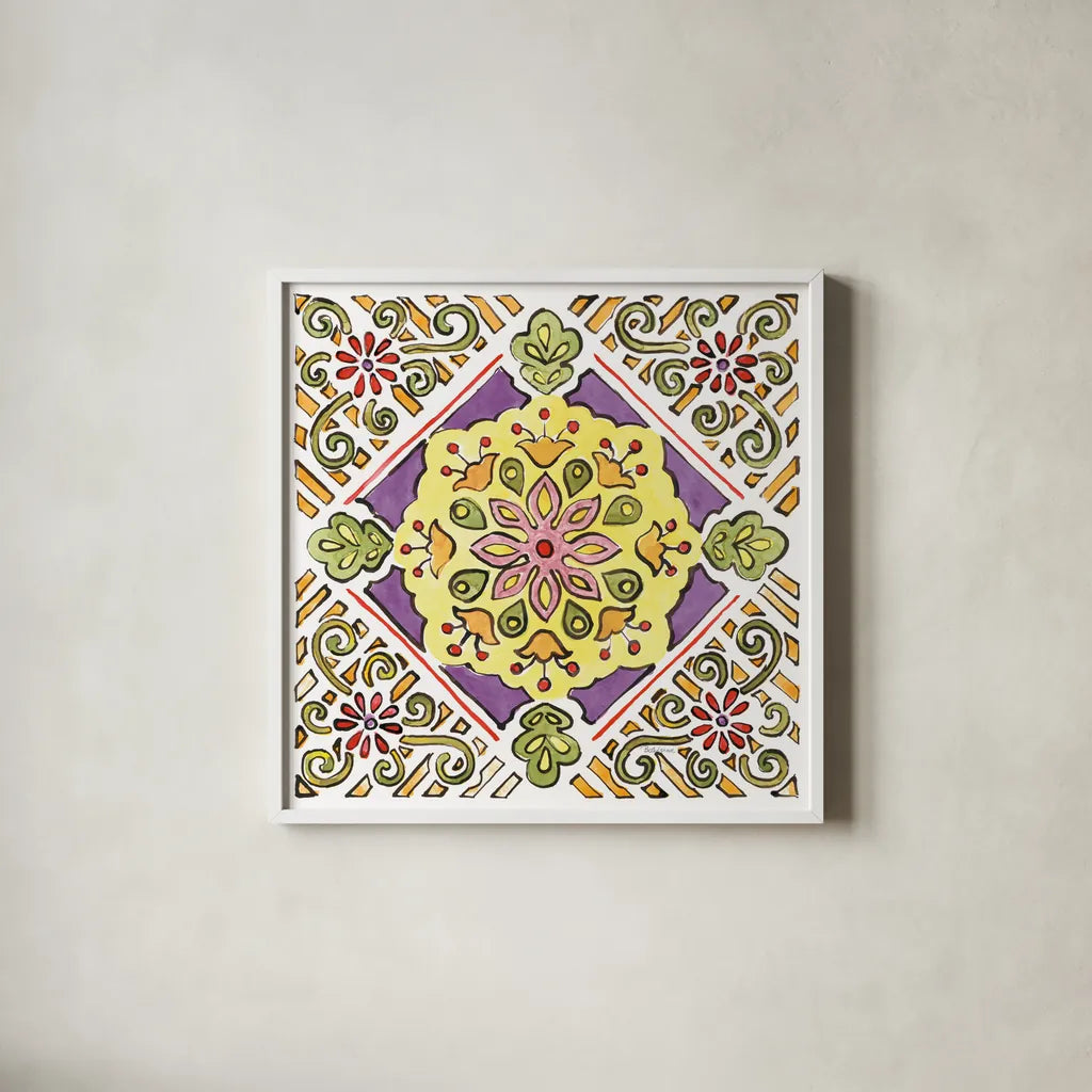 Sunny Bouquets VIII by Beth Grove. Shown in a crisp white glass frame for a clean and minimalist style. Available as an archival giclee rolled canvas, fine art paper, or poster print. SKU 34940a.