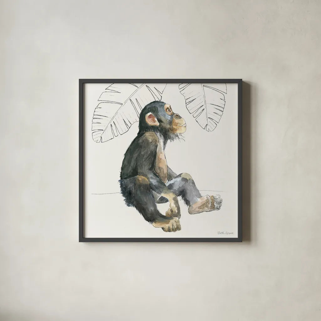 Sweet Animals II by Beth Grove. Shown in a sleek black glass frame for a contemporary gallery look. Available as an archival giclee rolled canvas, fine art paper, or poster print. SKU 94611a.