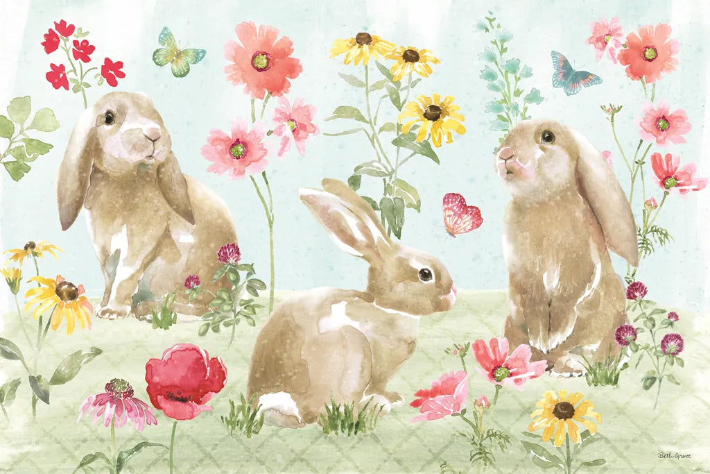 Sweet Bunnies I by Beth Grove. SKU 59905i. Archival Giclee Fine art print for wall decor.