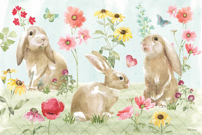 Sweet Bunnies I by Beth Grove. SKU 59905i. Archival Giclee Fine art print for wall decor.