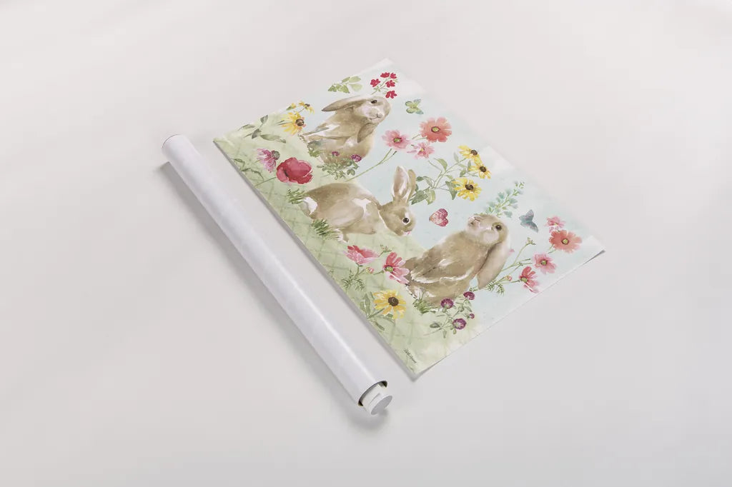 Sweet Bunnies I by Beth Grove. shown as a rolled paper print. Available as archival giclee rolled canvas, fine art paper, or poster print. SKU 59905i.