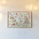 Sweet Bunnies I by Beth Grove. shown as a paper print in a natural frame. Available as a archival giclee rolled canvas, fine art paper, or poster print. SKU 59905i.