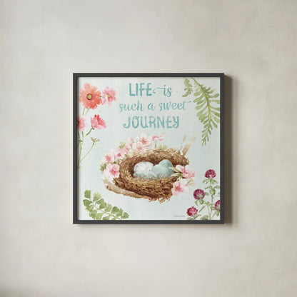 Sweet Bunnies VII by Beth Grove. Shown in a sleek black glass frame for a contemporary gallery look. Available as an archival giclee rolled canvas, fine art paper, or poster print. SKU 59911a.