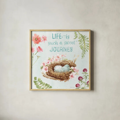 Sweet Bunnies VII by Beth Grove. Shown in a natural wood glass frame for a timeless modern aesthetic. Available as an archival giclee rolled canvas, fine art paper, or poster print. SKU 59911a.