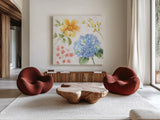 Sweet Garden II by Beth Grove. Shown as extra-large giant wall art in a modern living room. Available as an archival giclee rolled canvas, fine art paper, or poster print. SKU 95990a.