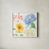 Sweet Garden III by Beth Grove. Shown in a crisp white glass frame for a clean and minimalist style. Available as an archival giclee rolled canvas, fine art paper, or poster print. SKU 95991a.