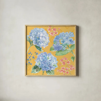 Sweet Garden IV by Beth Grove. Shown in a natural wood glass frame for a timeless modern aesthetic. Available as an archival giclee rolled canvas, fine art paper, or poster print. SKU 95992a.