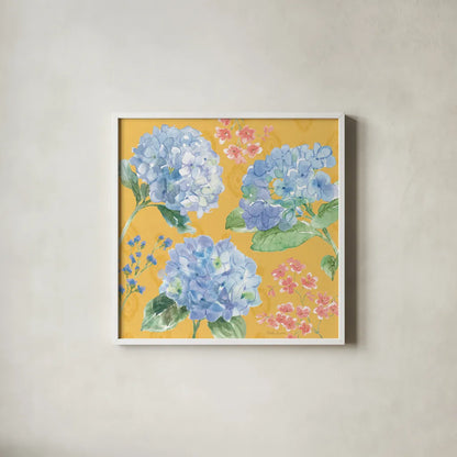 Sweet Garden IV by Beth Grove. Shown in a crisp white glass frame for a clean and minimalist style. Available as an archival giclee rolled canvas, fine art paper, or poster print. SKU 95992a.