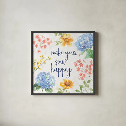 Sweet Garden VI by Beth Grove. Shown in a sleek black glass frame for a contemporary gallery look. Available as an archival giclee rolled canvas, fine art paper, or poster print. SKU 95994a.