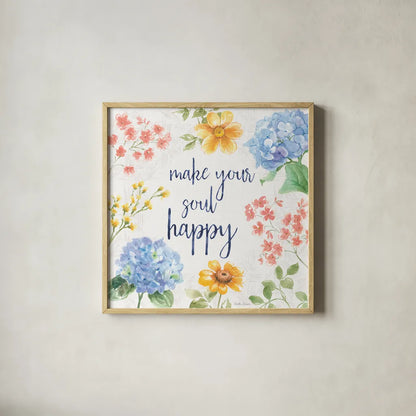 Sweet Garden VI by Beth Grove. Shown in a natural wood glass frame for a timeless modern aesthetic. Available as an archival giclee rolled canvas, fine art paper, or poster print. SKU 95994a.