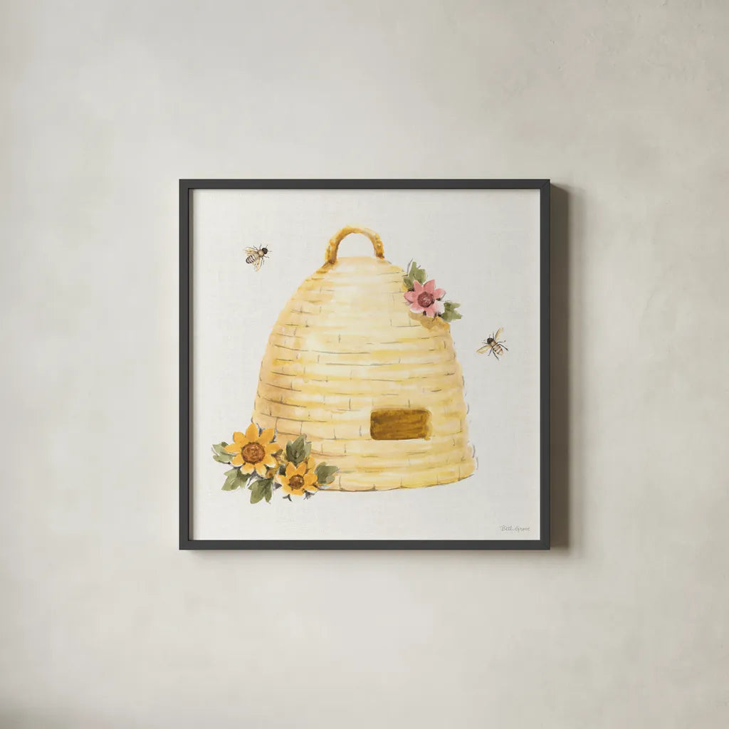 Sweet Honey I by Beth Grove. Shown in a sleek black glass frame for a contemporary gallery look. Available as an archival giclee rolled canvas, fine art paper, or poster print. SKU 99480a.