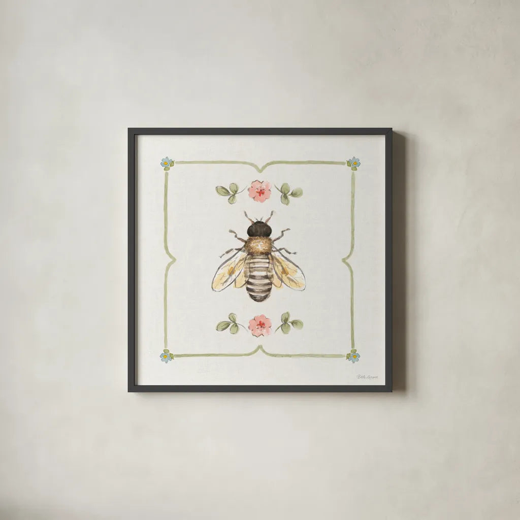 Sweet Honey III by Beth Grove. Shown in a sleek black glass frame for a contemporary gallery look. Available as an archival giclee rolled canvas, fine art paper, or poster print. SKU 99482a.