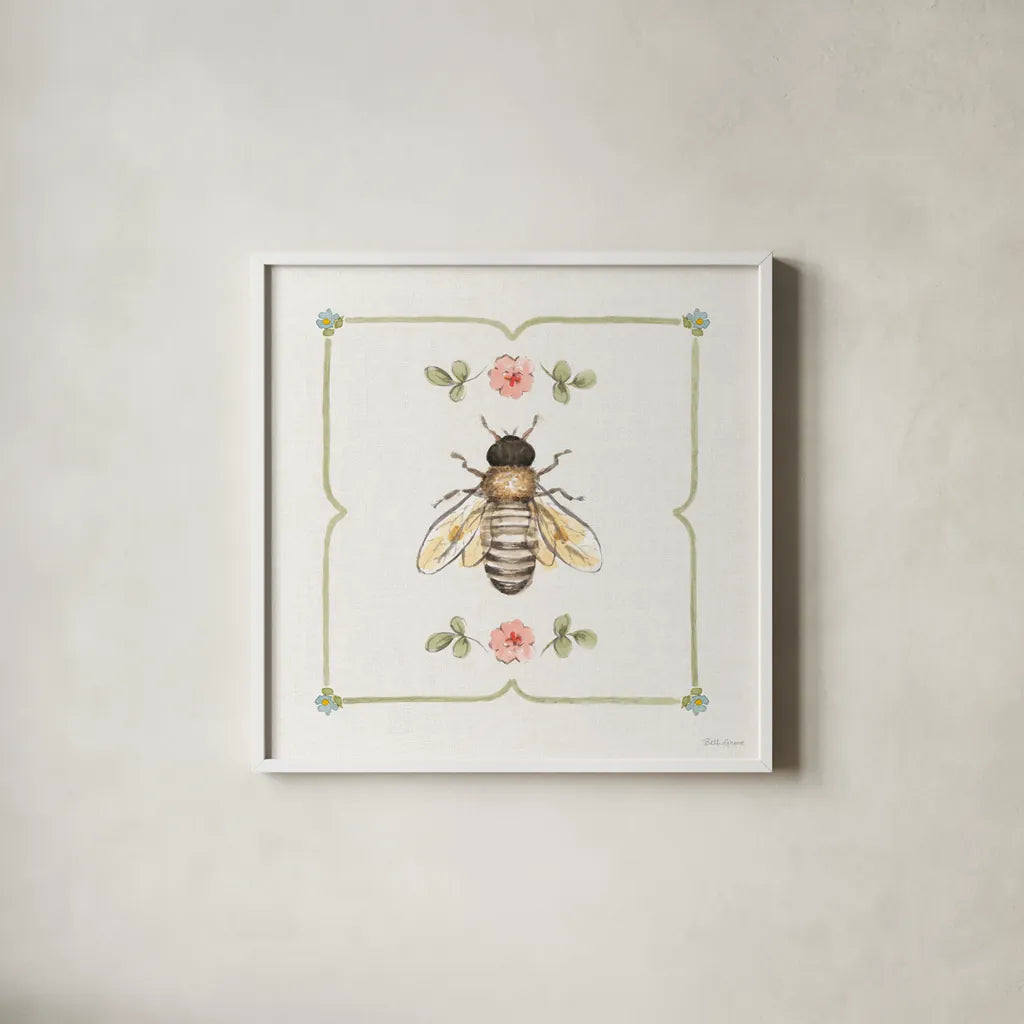 Sweet Honey III by Beth Grove. Shown in a crisp white glass frame for a clean and minimalist style. Available as an archival giclee rolled canvas, fine art paper, or poster print. SKU 99482a.