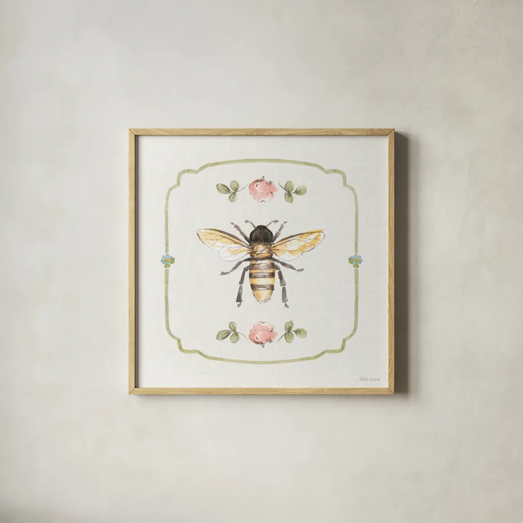 Sweet Honey IV by Beth Grove. Shown in a natural wood glass frame for a timeless modern aesthetic. Available as an archival giclee rolled canvas, fine art paper, or poster print. SKU 99483a.