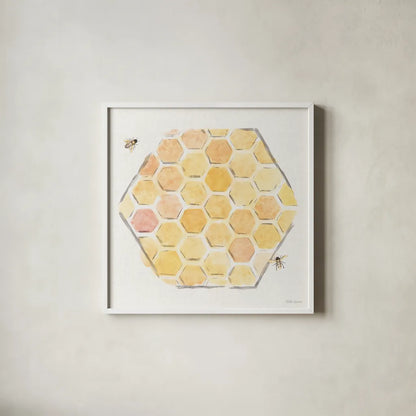 Sweet Honey VII by Beth Grove. Shown in a crisp white glass frame for a clean and minimalist style. Available as an archival giclee rolled canvas, fine art paper, or poster print. SKU 99486a.