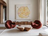 Sweet Honey VII by Beth Grove. Shown as extra-large giant wall art in a modern living room. Available as an archival giclee rolled canvas, fine art paper, or poster print. SKU 99486a.