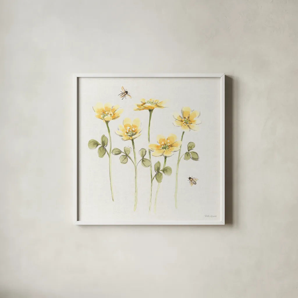 Sweet Honey X by Beth Grove. Shown in a crisp white glass frame for a clean and minimalist style. Available as an archival giclee rolled canvas, fine art paper, or poster print. SKU 99489a.