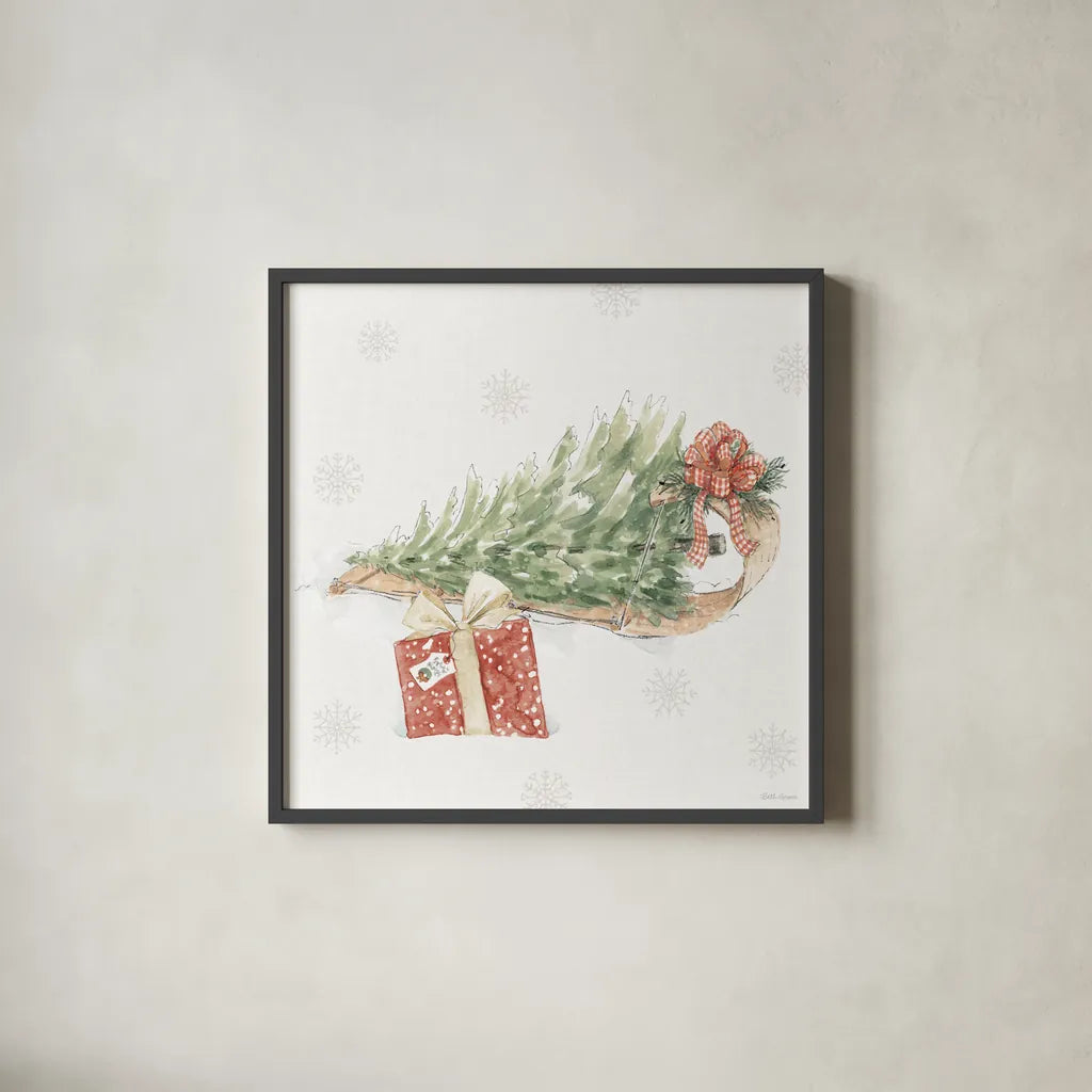 Sweet Season Red V by Beth Grove. Shown in a sleek black glass frame for a contemporary gallery look. Available as an archival giclee rolled canvas, fine art paper, or poster print. SKU 94687a.