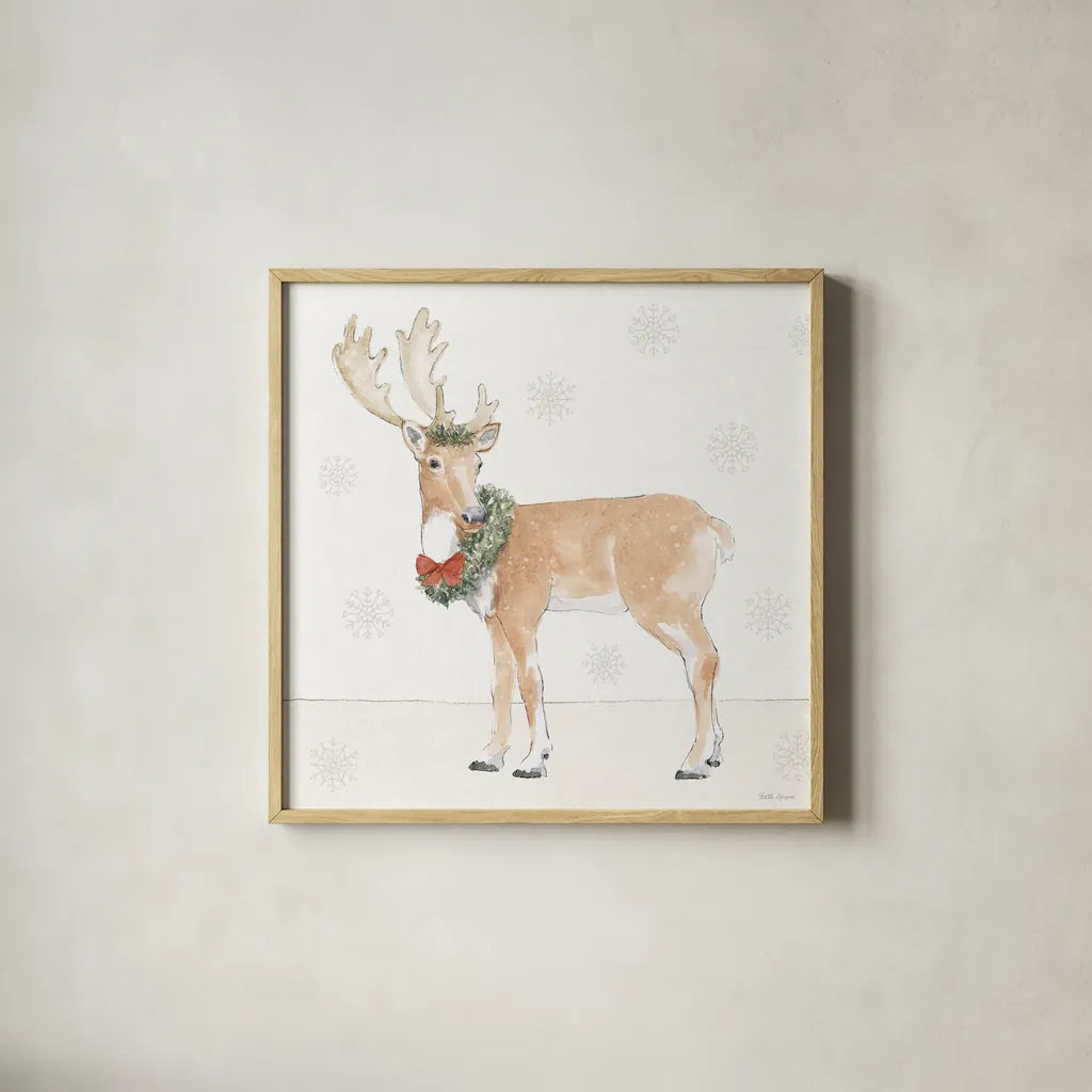 Sweet Season Red VII by Beth Grove. Shown in a natural wood glass frame for a timeless modern aesthetic. Available as an archival giclee rolled canvas, fine art paper, or poster print. SKU 94689a.