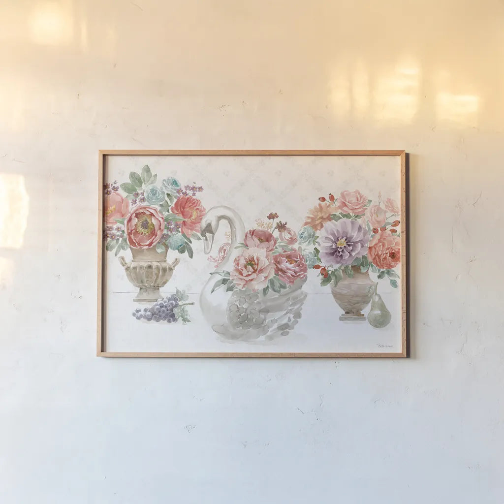 Timeless Romance I by Beth Grove. shown as a paper print in a natural frame. Available as a archival giclee rolled canvas, fine art paper, or poster print. SKU 75284i.