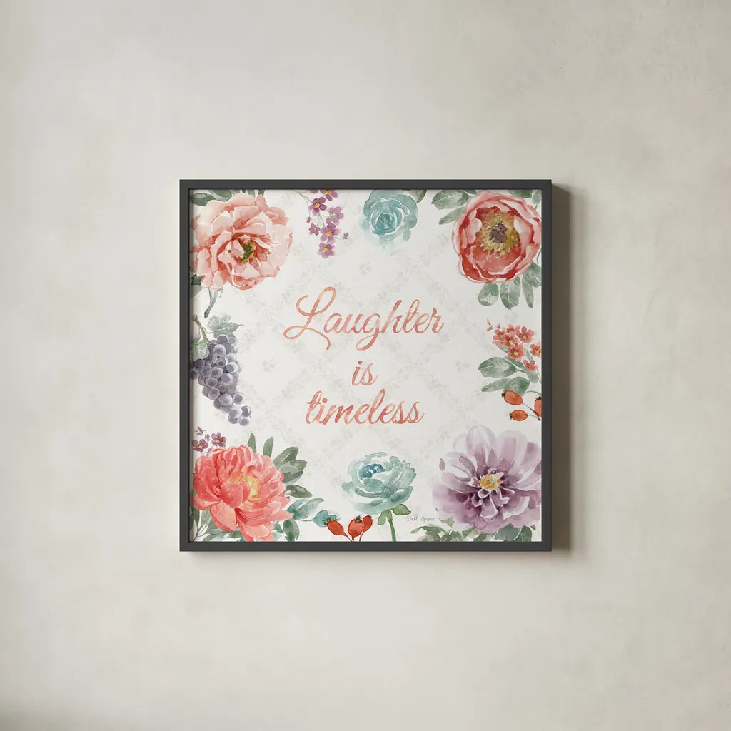 Timeless Romance IX by Beth Grove. Shown in a sleek black glass frame for a contemporary gallery look. Available as an archival giclee rolled canvas, fine art paper, or poster print. SKU 75292a.