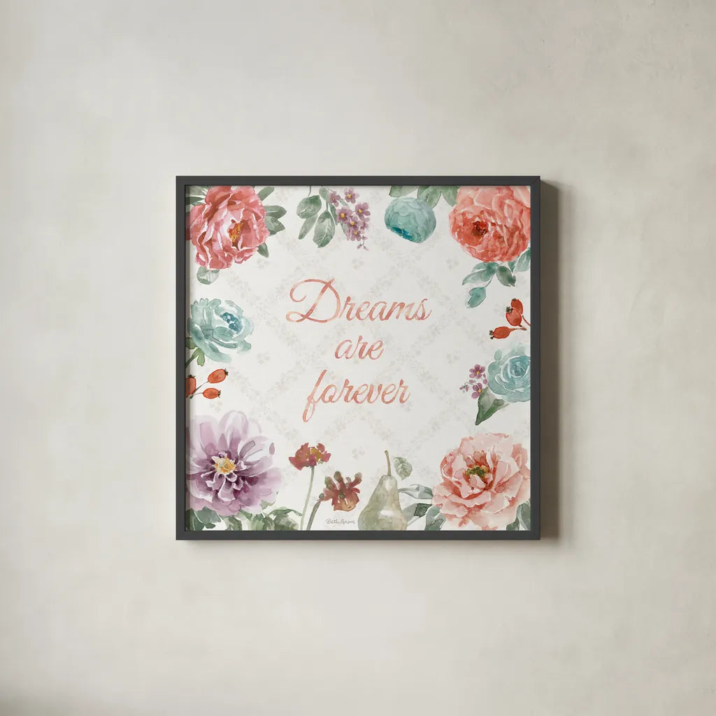 Timeless Romance VIII by Beth Grove. Shown in a sleek black glass frame for a contemporary gallery look. Available as an archival giclee rolled canvas, fine art paper, or poster print. SKU 75291a.