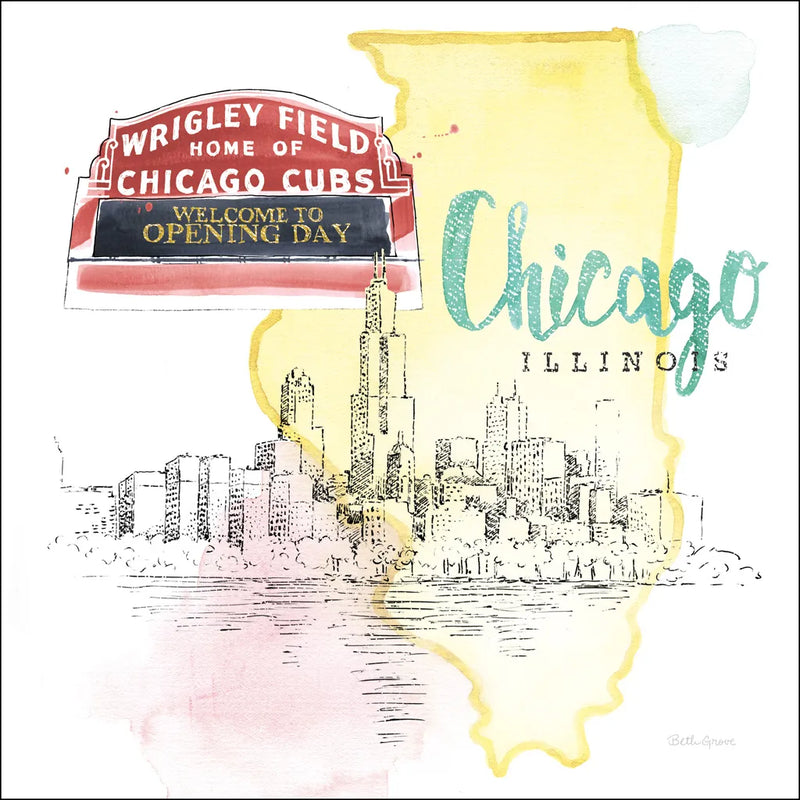 US Cities II by Beth Grove. SKU 27167a. Archival Giclee Fine art print for wall decor.
