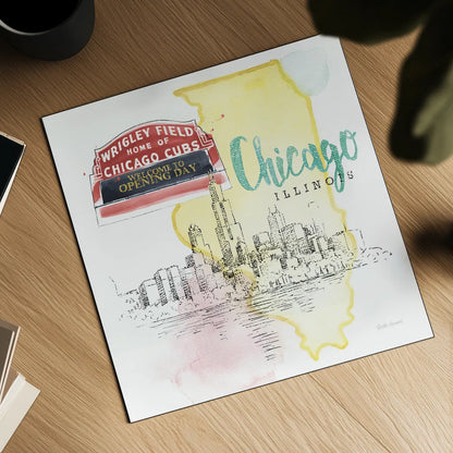 US Cities II by Beth Grove. Shown as a detailed flat fine art print, highlighting archival giclee quality. Available as an archival giclee rolled canvas, fine art paper, or poster print. SKU 27167a.