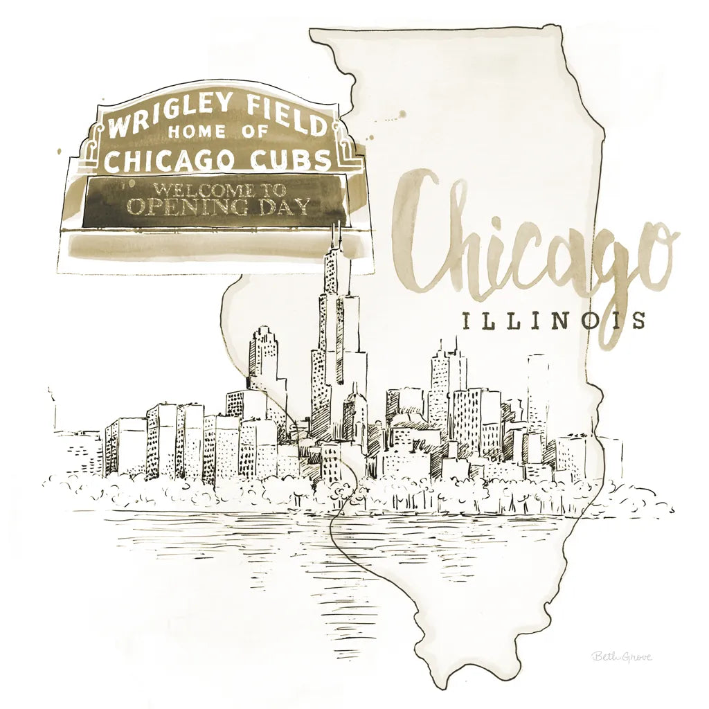 US Cities II by Beth Grove. SKU 81966a. Archival Giclee Fine art print for wall decor.