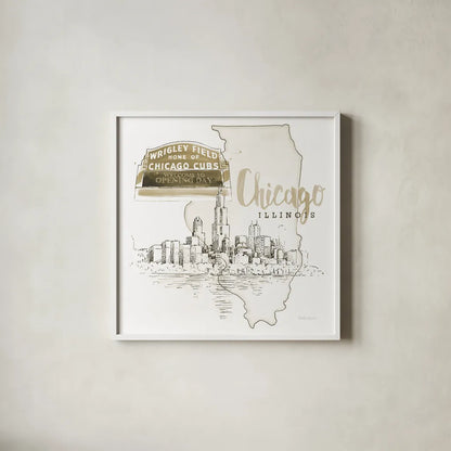 US Cities II by Beth Grove. Shown in a crisp white glass frame for a clean and minimalist style. Available as an archival giclee rolled canvas, fine art paper, or poster print. SKU 81966a.