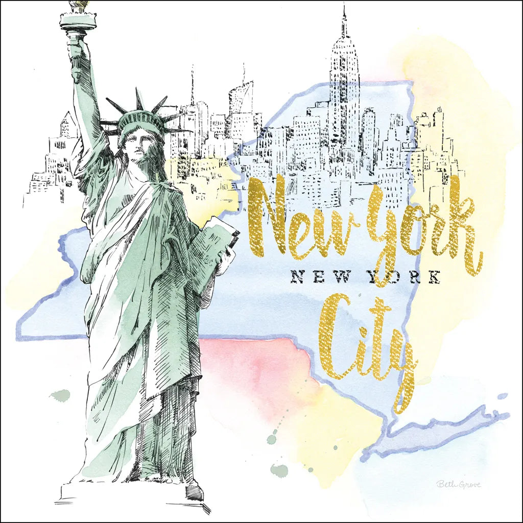 US Cities IV by Beth Grove. SKU 27169a. Archival Giclee Fine art print for wall decor.