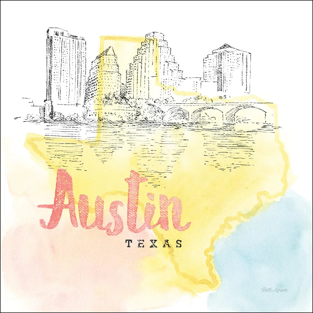 US Cities V by Beth Grove. SKU 27170a. Archival Giclee Fine art print for wall decor.