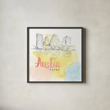 US Cities V by Beth Grove. Shown in a sleek black glass frame for a contemporary gallery look. Available as an archival giclee rolled canvas, fine art paper, or poster print. SKU 27170a.
