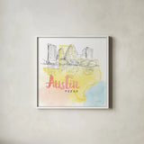 US Cities V by Beth Grove. Shown in a crisp white glass frame for a clean and minimalist style. Available as an archival giclee rolled canvas, fine art paper, or poster print. SKU 27170a.