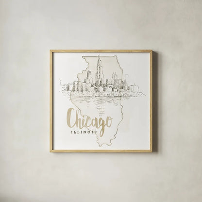 US Cities VI by Beth Grove. Shown in a natural wood glass frame for a timeless modern aesthetic. Available as an archival giclee rolled canvas, fine art paper, or poster print. SKU 81967a.