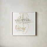 US Cities VI by Beth Grove. Shown in a crisp white glass frame for a clean and minimalist style. Available as an archival giclee rolled canvas, fine art paper, or poster print. SKU 81967a.