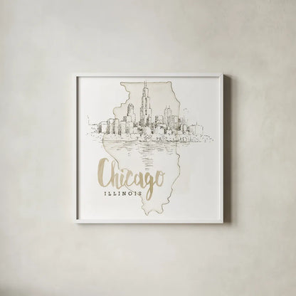 US Cities VI by Beth Grove. Shown in a crisp white glass frame for a clean and minimalist style. Available as an archival giclee rolled canvas, fine art paper, or poster print. SKU 81967a.