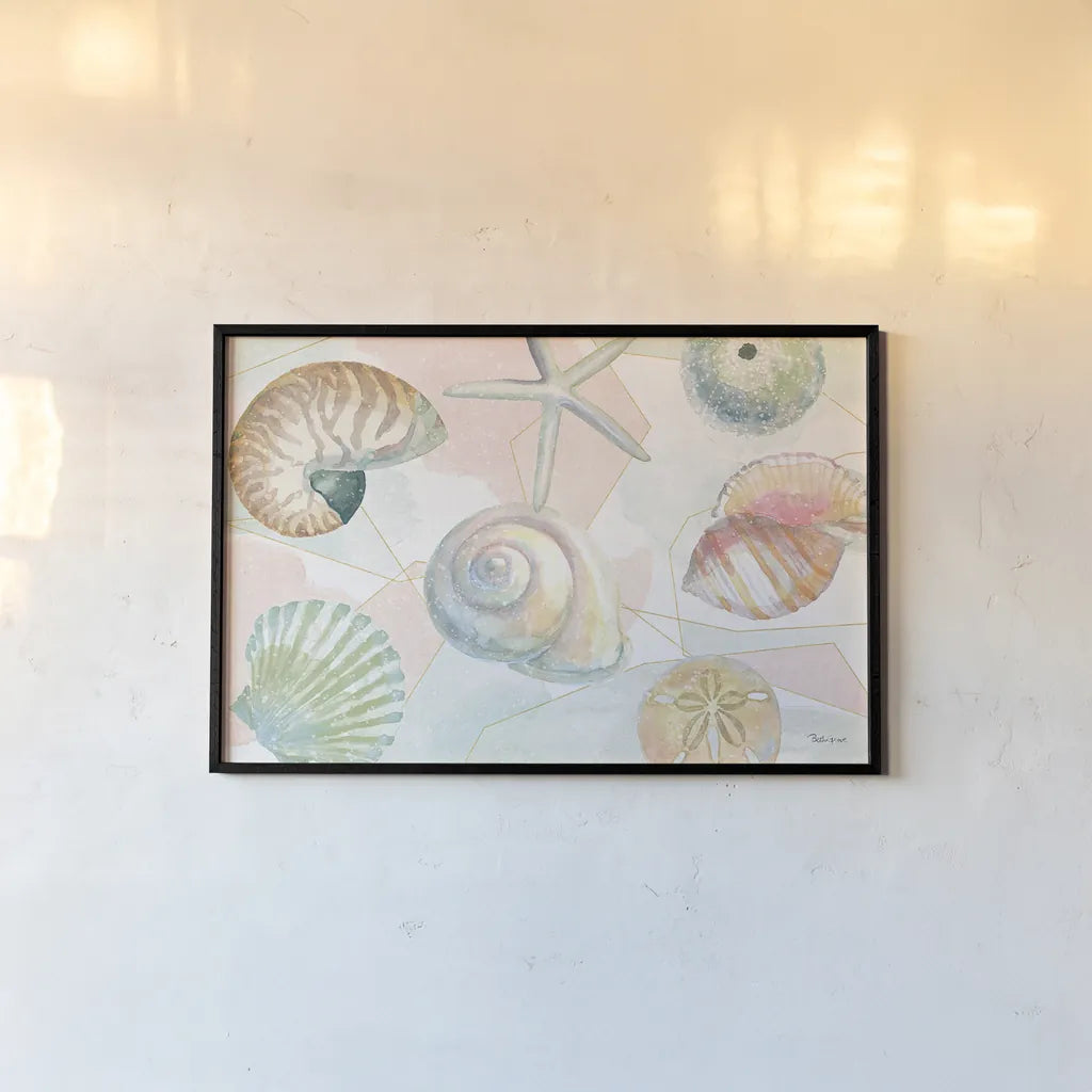 Watercolor Coast IV by Beth Grove. shown as a paper print in a black flame. Available as a archival giclee rolled canvas, fine art paper, or poster print. SKU 47560i.