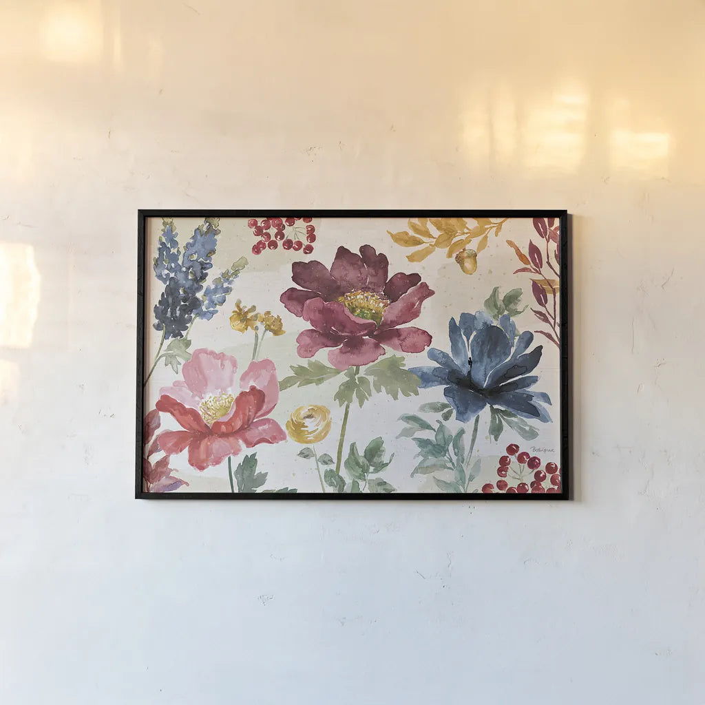 Watercolor Fall I by Beth Grove. shown as a paper print in a black flame. Available as a archival giclee rolled canvas, fine art paper, or poster print. SKU 47129i.