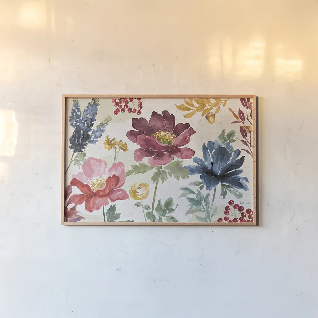 Watercolor Fall I by Beth Grove. shown as a paper print in a natural frame. Available as a archival giclee rolled canvas, fine art paper, or poster print. SKU 47129i.