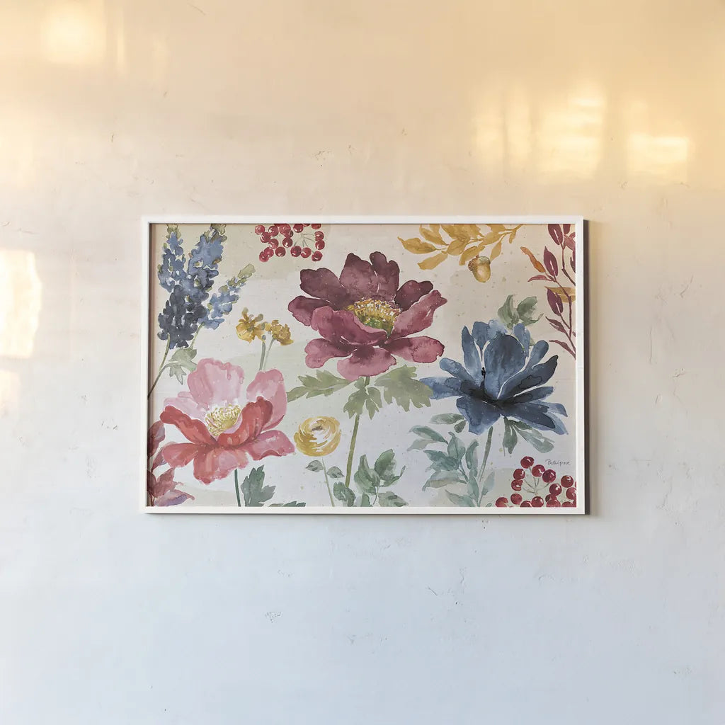 Watercolor Fall I by Beth Grove. shown as a paper print in a white frame. Available as a archival giclee rolled canvas, fine art paper, or poster print. SKU 47129i.