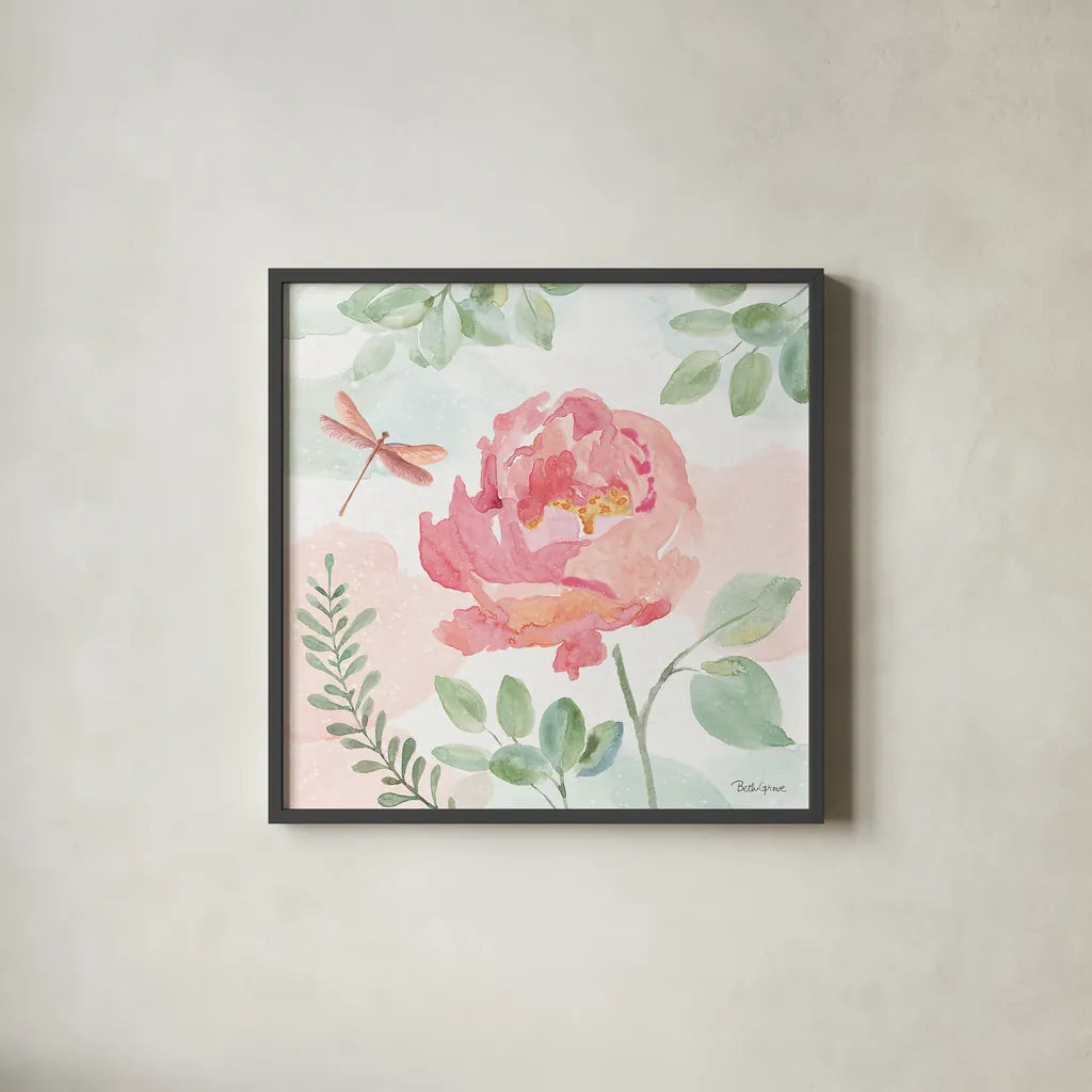 Watercolorful III by Beth Grove. Shown in a sleek black glass frame for a contemporary gallery look. Available as an archival giclee rolled canvas, fine art paper, or poster print. SKU 45412a.