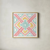 Watercolorful IX Turquoise by Beth Grove. Shown in a natural wood glass frame for a timeless modern aesthetic. Available as an archival giclee rolled canvas, fine art paper, or poster print. SKU 46982a.